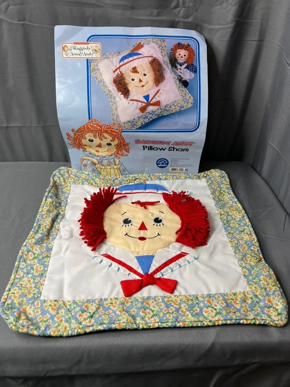 Vintage Raggedy Andy Pillow Cover 14x14 NIP!